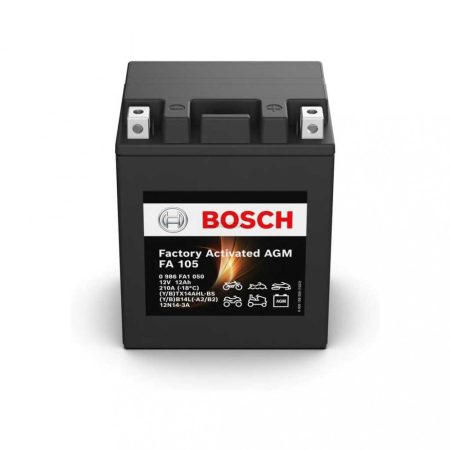 Bosch FA105 (M4 F34, 12N14-3A, YB14L-A2) gyárilag aktivált AGM motorakkumulátor, 12V 12Ah 200A