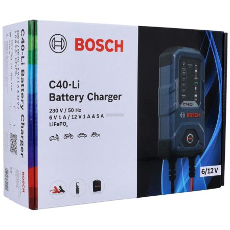 Bosch C40-Li akkumulátortöltő csepptöltő, Li-Ion akkumulátorokhoz is, 6/12V, 5A