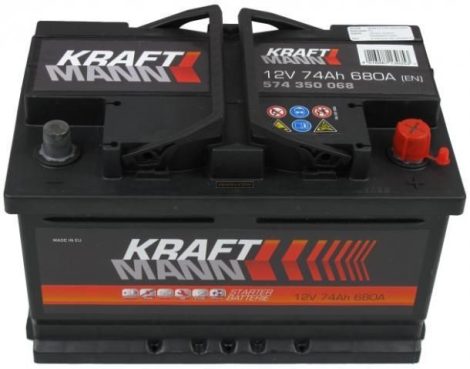 Kraftmann 12V 74Ah jobb+ akkumulátor