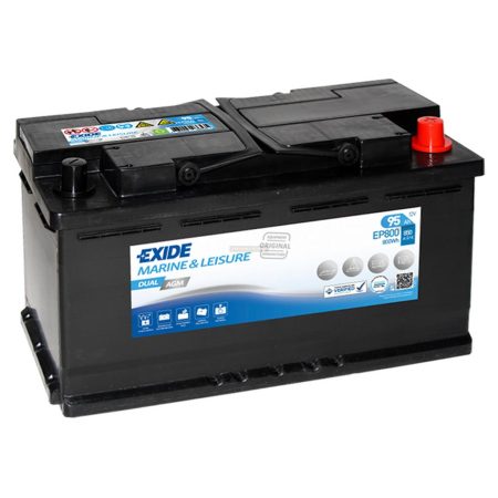 Exide Dual  Marine AGM EP800 akkumulátor 12V 92Ah 850A J+ EU, magas