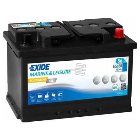 Exide ES650 Marine&Leasure zselés munkaakkumulátor, 12V 56Ah, J+ EU, magas